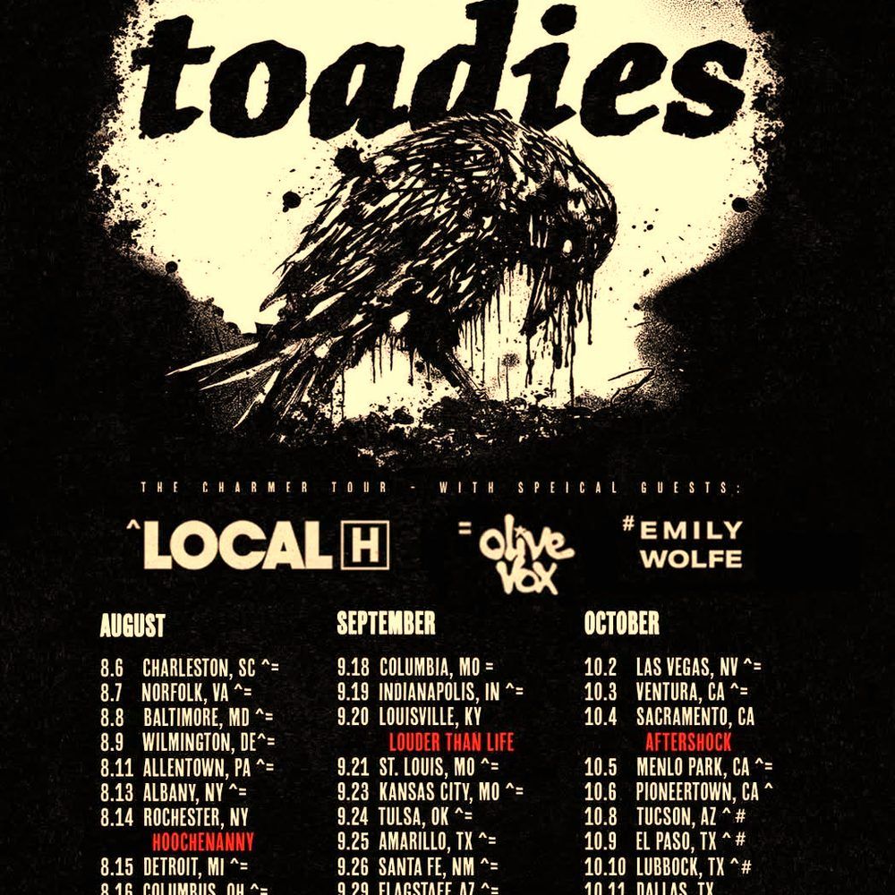 TOADIES THE CHARMER TOUR US 2026 Setlist Playlist