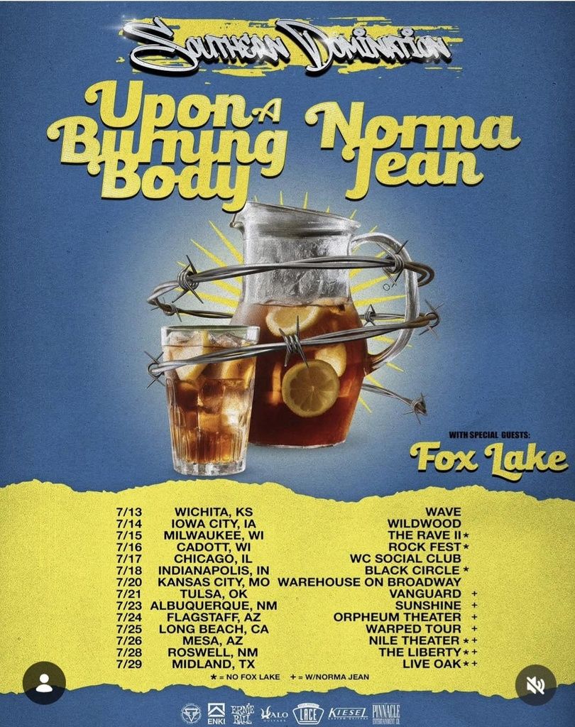UPON A BURNING BODY & NORMA JEAN SOUTHERN DOMINATION US 2026 Setlist Playlist